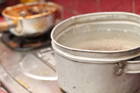 cooking water on the stoveの写真素材