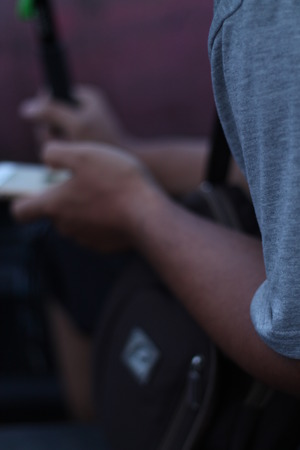 holding a phoneの写真素材