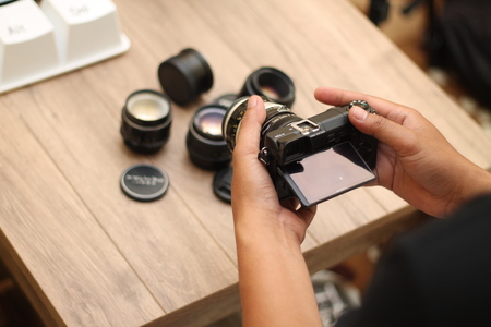 holding the cameraのeditorial素材