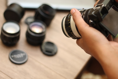 holding the cameraのeditorial素材