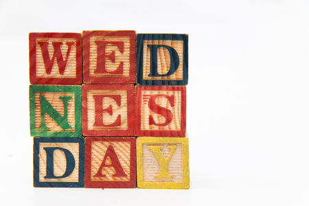 The arrangement of letters forms one word, "WEDNESDAY"の写真素材