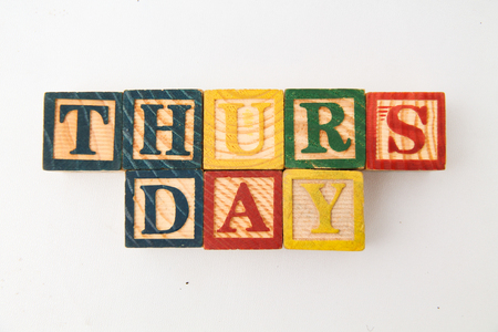 The arrangement of letters forms one word, "THURSDAY"の写真素材