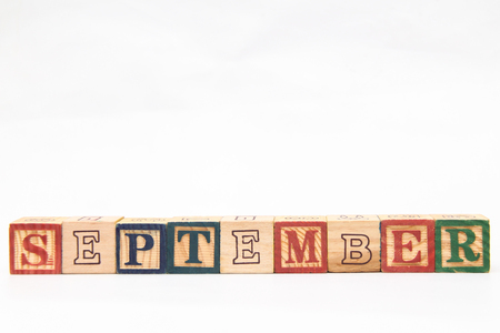 The arrangement of letters forms one word, "SEPTEMBER"の写真素材