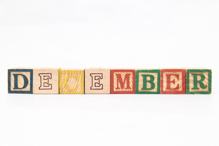 The arrangement of letters forms one word, "DECEMBER"の写真素材