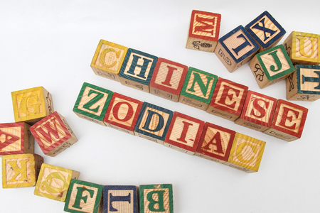 The arrangement of letters forms word, "CHINESE ZODIAC"の写真素材