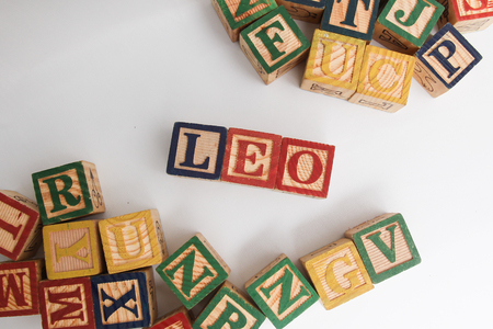 The arrangement of letters forms one word, "LEO"の写真素材