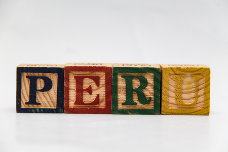 The arrangement of letters forms one word, "PERU"の写真素材