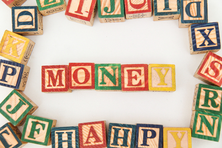 The arrangement of letters forms one word, "MONEY"の写真素材
