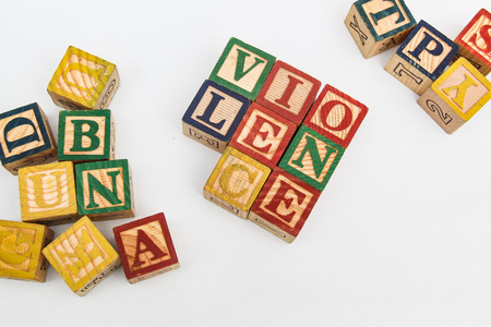 The arrangement of letters forms one word, "VIOLENCE"の写真素材