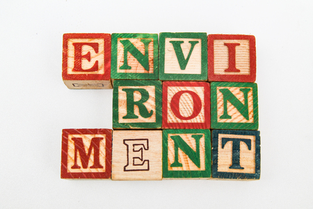 The arrangement of letters forms one word, "ENVIRONMENT"の写真素材