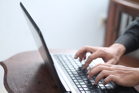 push the laptop keyboardの写真素材
