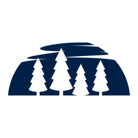 Fir tree icon , pines tree logo template isolated on white background.のイラスト素材