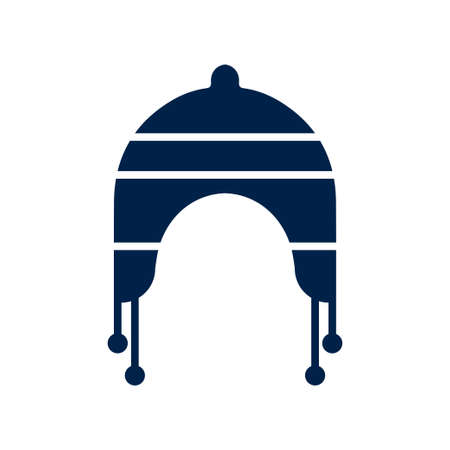 Winter hat (chullo) icon logo template isolated on white background.のイラスト素材