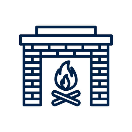 Fireplace icon logo template isolated on white background.のイラスト素材