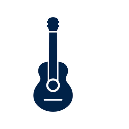 Acoustic guitar icon logo template isolated on white background.のイラスト素材