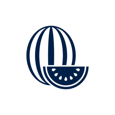 Watermelon fruit icon, vector isolated melon symbol isolated on white background.のイラスト素材
