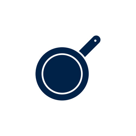 Frying pan icon vector logo template on white background.のイラスト素材
