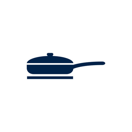 Frying pan icon vector logo template on white background.のイラスト素材