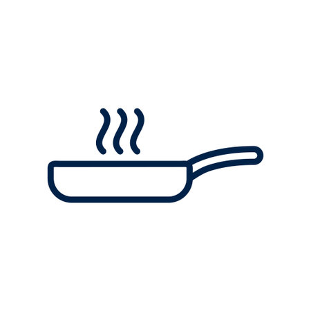 Frying pan icon vector logo template on white background.のイラスト素材