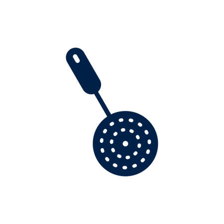 Skimmer icon. Slotted Spoon pictogram isolated on white, color, transparent background. Vector icon shape. Skimmer simple symbol sign of utensil.のイラスト素材