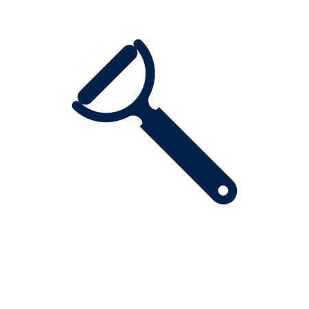 Peeler icon, sign of kitchen utensils. Cookware pictogram isolated on white color, transparent background. Vector icon shape. Peeler simple symbol closeup.のイラスト素材