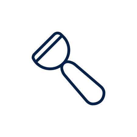 Peeler icon, sign of kitchen utensils. Cookware pictogram isolated on white color, transparent background. Vector icon shape. Peeler simple symbol closeup.のイラスト素材