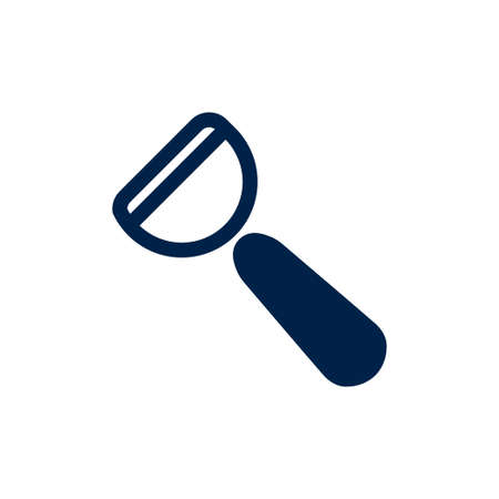 Peeler icon, sign of kitchen utensils. Cookware pictogram isolated on white color, transparent background. Vector icon shape. Peeler simple symbol closeup.のイラスト素材