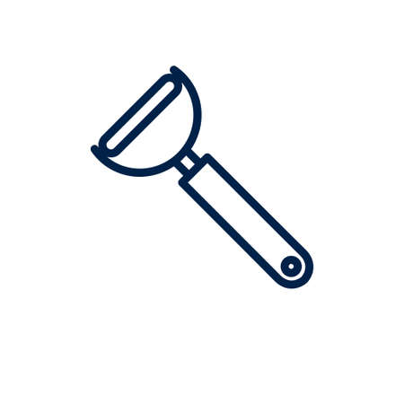 Peeler icon, sign of kitchen utensils. Cookware pictogram isolated on white color, transparent background. Vector icon shape. Peeler simple symbol closeup.のイラスト素材
