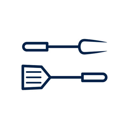 BBQ or grill tools icon in flat design. Barbecue fork sign isolated symbols on white background. Simple silhouette BBQ tools.  Vector illustration.のイラスト素材
