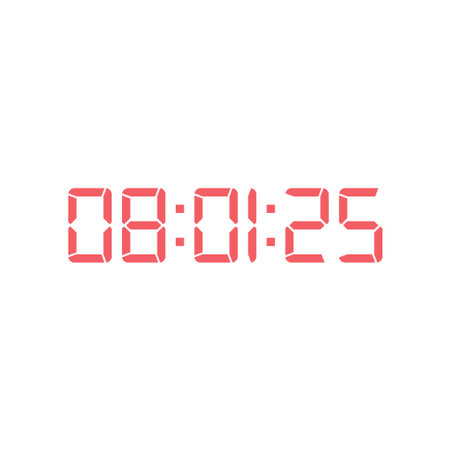 LED digital clock number for counter or calculator mockup design