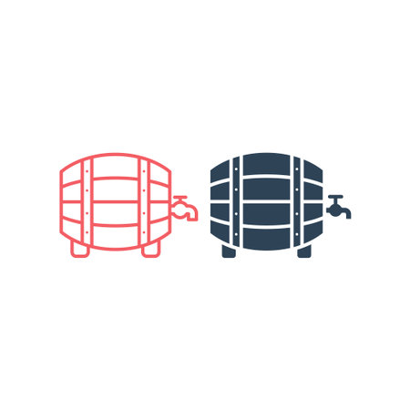 Wood Barrel vector illustration icons set