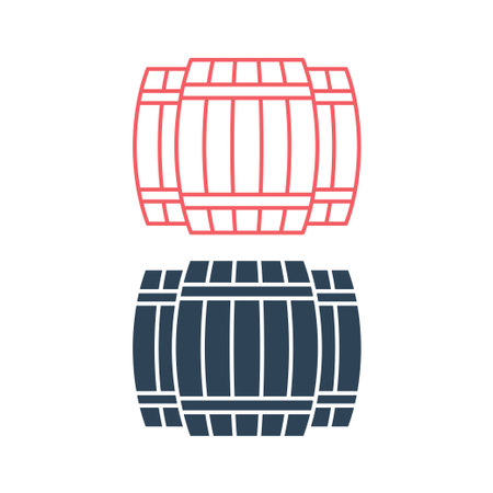 Wood Barrel vector illustration icons setのイラスト素材
