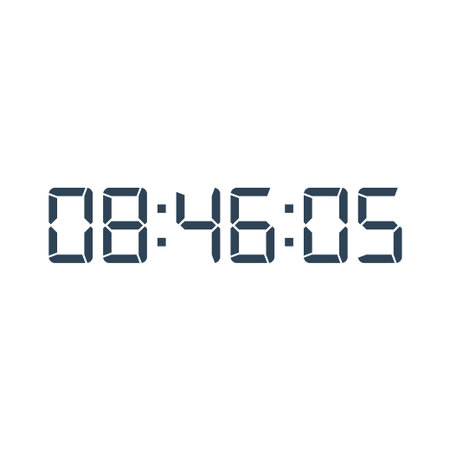 Digital clock number set. Electronic figures. Vector illustration.