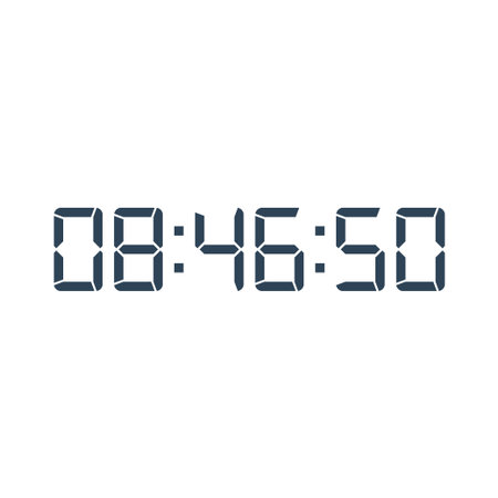 Digital clock number set. Electronic figures. Vector illustration.