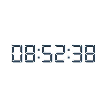 Digital clock number set. Electronic figures. Vector illustration.