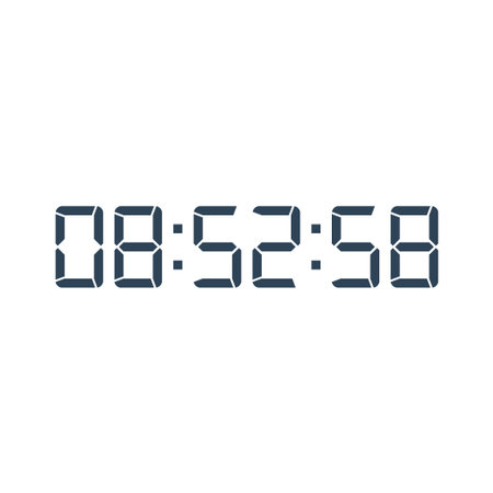 Digital clock number set. Electronic figures. Vector illustration.