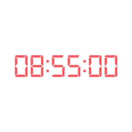 LED digital clock number isolated. Electronic figures for counter or calculator mockup interface...
