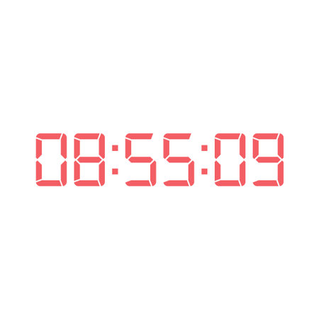 LED digital clock number isolated. Electronic figures for counter or calculator mockup interface...