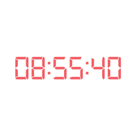 LED digital clock number isolated. Electronic figures for counter or calculator mockup interface...