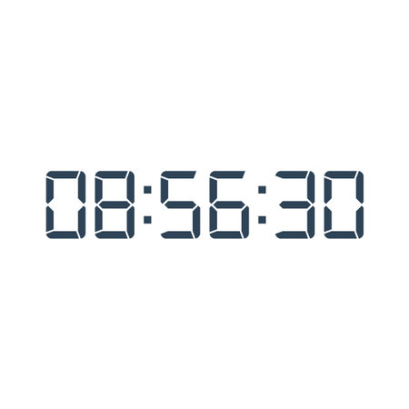 LED digital clock number isolated. Electronic figures for counter or calculator mockup interface...