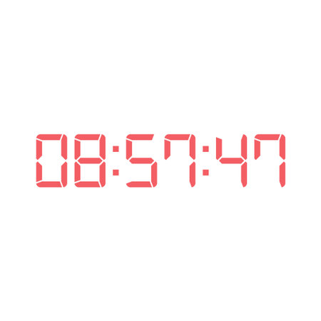LED digital clock number isolated. Electronic figures for counter or calculator mockup interface...