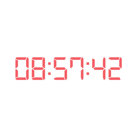 LED digital clock number isolated. Electronic figures for counter or calculator mockup interface...