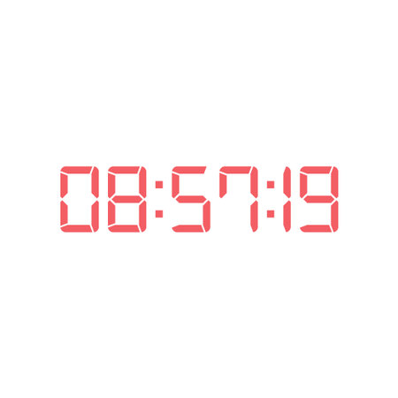 LED digital clock number isolated. Electronic figures for counter or calculator mockup interface...