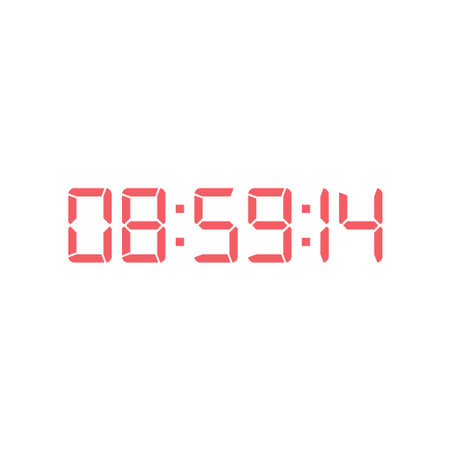 LED digital clock number isolated. Electronic figures for counter or calculator mockup interface...