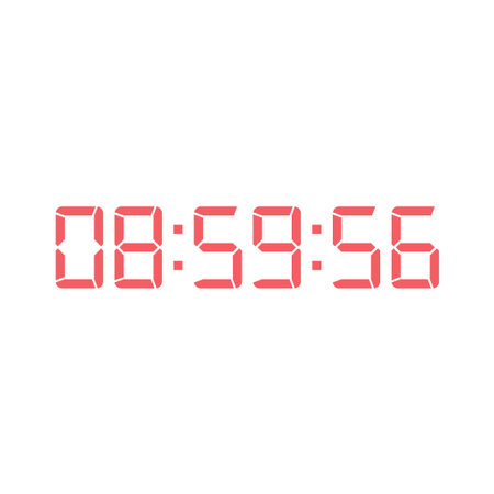LED digital clock number isolated. Electronic figures for counter or calculator mockup interface...