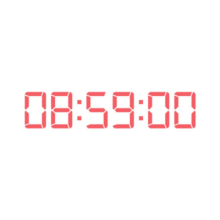 LED digital clock number isolated. Electronic figures for counter or calculator mockup interface...