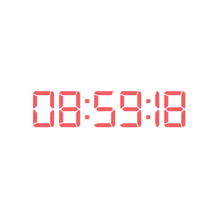 LED digital clock number isolated. Electronic figures for counter or calculator mockup interface...