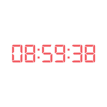 LED digital clock number isolated. Electronic figures for counter or calculator mockup interface...