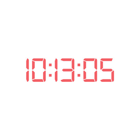 LED digital clock number isolated. Electronic figures for counter or calculator mockup interface...