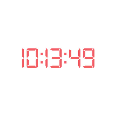LED digital clock number isolated. Electronic figures for counter or calculator mockup interface...